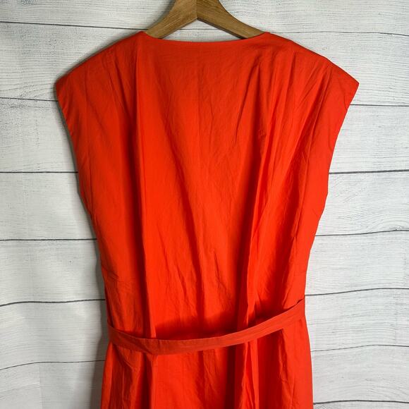 Frnch Womens size Medium Sleeveless Wrap Dress Salmon Red NEW F8522 Chic - Picture 10 of 10